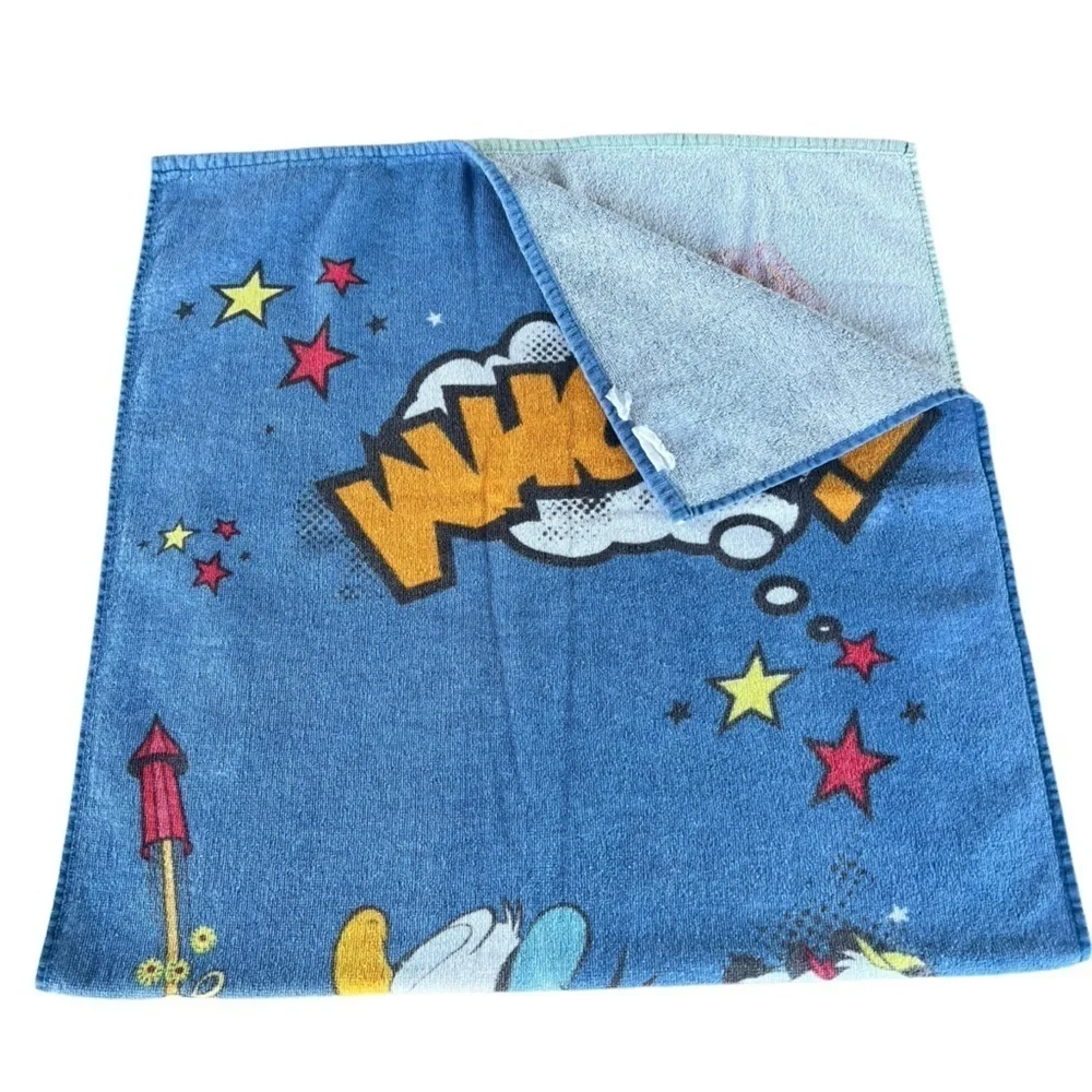 Vintage Donald Duck Beach Towel Donald Mania Rocket Huey Dewey Louie 22” x 45”